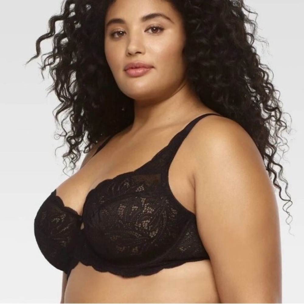 PARAMOUR Black Peridot Unlined Lace Bra Underwired Size 44H embroidered